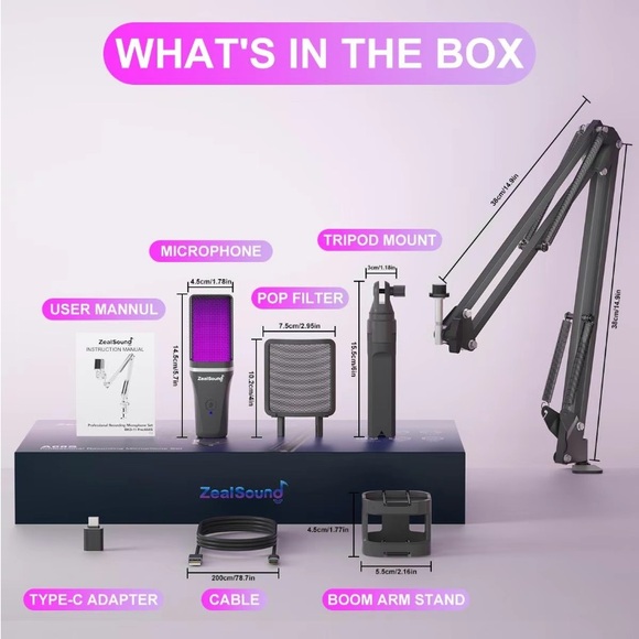 Podcast microphone. Gaming microphone. Desk mount, tripod, never used - Picture 2 of 6